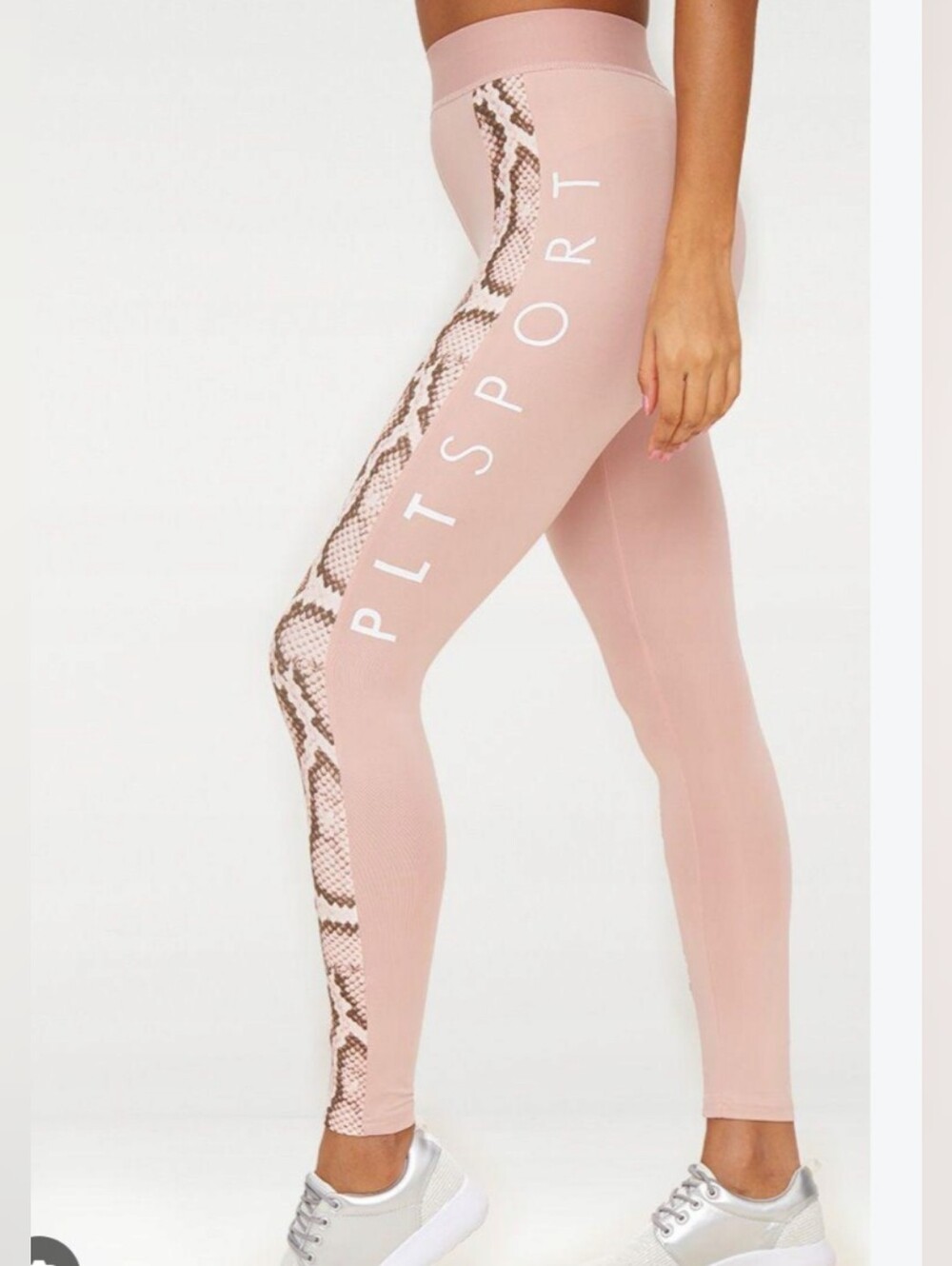 PrettyLittleThing Dusty Mauve Leggings with Snake-Print Side Panels